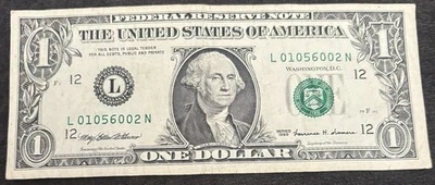 1999 San Francisco $1 Bill January 2nd 1956 Birthday/Ann. Altering 0’s Low Sum14 - Image 1 of 2