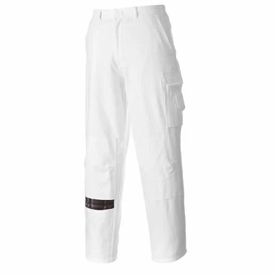 Portwest S817 White Cotton Protective Painters Elasticated Pants with 7 Pockets - Image 1 of 3