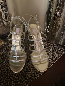 JLO by Jennifer Lopez Blingy Strappy Sandal Stiletto Women's Shoes Size 7.5 Med