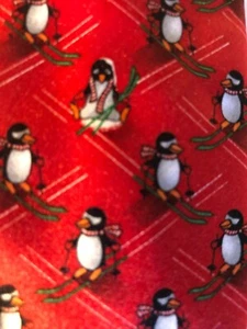 Christmas Penguin Red Tie Men's Holiday Christmas Animal Neckties Class Club - Picture 1 of 12
