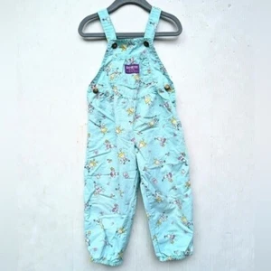 Vintage OSHKOSH B'GOSH made in USA girl beach print bib overalls size 3t - Picture 1 of 11