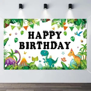 Dinosaur Backdrop For Boys Birthday Dino Themed Party Decorations Scales Photo X - Picture 1 of 6