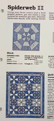 Spinning Spools Quilt Pattern SPIDERWEB + Uncut Flexible Plastic Template  - Image 1 of 3