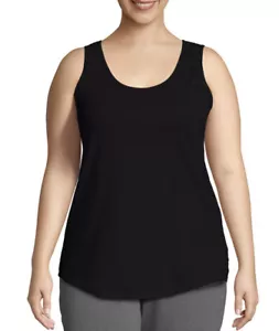 Just My Size Womens Cotton Jersey Black Shirttail Tank Top Size 2X NEW - Picture 1 of 8