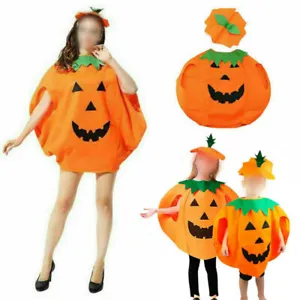 Adults Kids Novelty Pumpkin Halloween Fancy Dress Party Children Costume Outfit - Picture 1 of 10