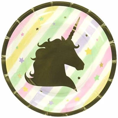 Creative Converting Unicorn Sparkle Paper Dessert Plates Party Supplies, Multico - Image 1 of 2