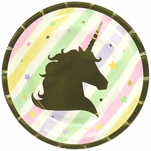 Creative Converting Unicorn Sparkle Paper Dessert Plates Party Supplies, Multico - Image 1 of 2