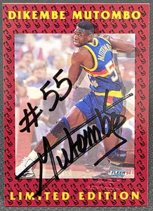 1991-92 Fleer Dikembe Mutombo Limited Edition Autographs #12 Denver Nuggets Card - Picture 1 of 6