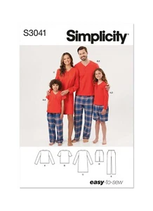 Simplicity SEWING PATTERN S3041 Childrens/Teens/Adult Loungewear - Picture 1 of 6