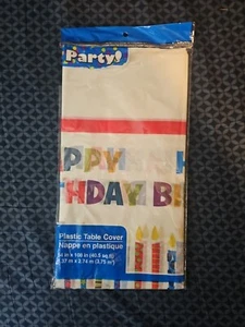 Party Plastic Table Cover 54 x 108 Happy Birthday - Picture 1 of 2