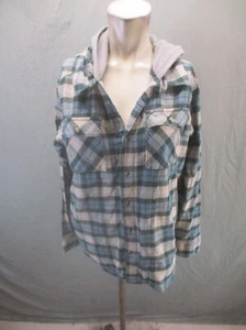 Columbia Size M Mens Plaid Cotton Long Sleeve Button Up Hooded Flannel Shirt 433 - Picture 1 of 10