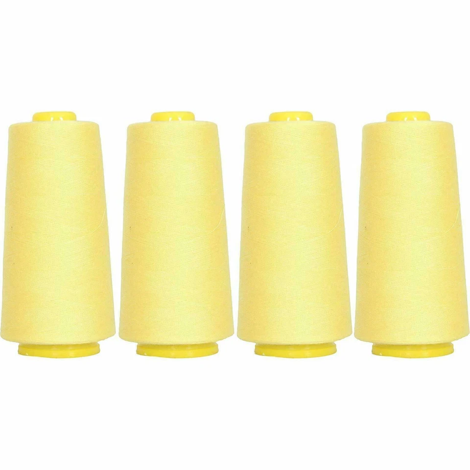 4 BIG CONES LEMON SERGER SEWING THREAD 2750 YD TEX 27 40S/2-THREADART - Image 1 of 4
