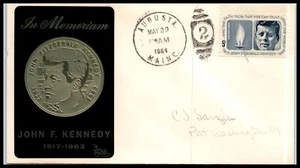 1964 John F Kennedy 5c Sc 1246 FDC Augusta ME cancel Sarzin metallic cachet (12 - Picture 1 of 1