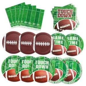 144 PCS Football Party Supplies Set Includes Dinner Plates, Dessert Plates, - Picture 1 of 8
