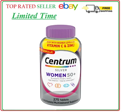Centrum Silver Women 50+, Multivitamínico, Multimineral, Inmune 275 Comprimidos Foto 1 de 3