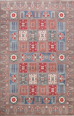 Geometric Super Kazak Vegetable Dye Oriental Area Rug Wool Hand-knotted 6'x9' - Image 1 of 4