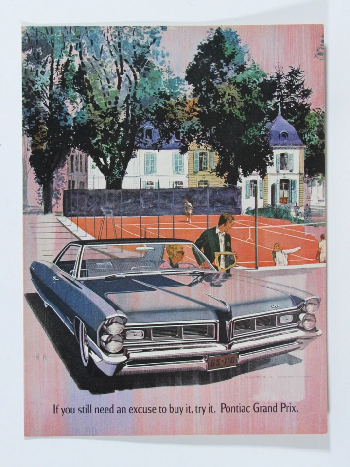 Pontiac Bonneville Vintage 1965 Fitz & Van Arte Original Impresión Anuncio 8,5 x 11" Foto 1 de 4