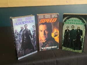Matrix~ Matrix Reloaded & Speed ~3 Lot VHS Collection Collectable Keanu Reeves - Imagen 1 de 21