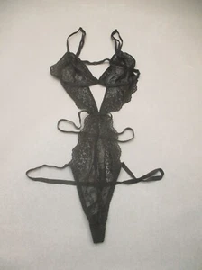 Victoria's Secret Size M Womens Black Lace Unlined Wireless Sexy Bodysuit 9G - Picture 1 of 6