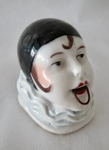 Vtg Art Deco 1920s Pierrot Head 1/2 DollTape Measure Porcelain Germany - Picture 1 of 13