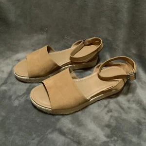 Lane Bryant Womens Tan Ankle Strap Wedge Espadrille Sandals 9W Platform - Picture 1 of 6