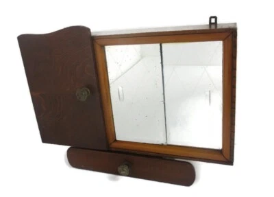 Double Apothecary Bathroom Medicine Kitchen Cabinet Wood Sliding Doors Art Deco - Image 1 of 4