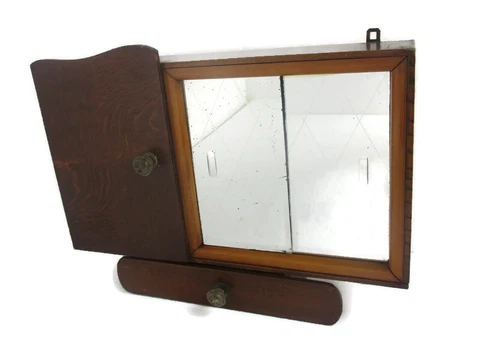 Double Apothecary Bathroom Medicine Kitchen Cabinet Wood Sliding Doors Art Deco Cover