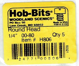 Tornillos de cabeza redonda de latón de 0-80 1/4" de largo H806 (5) piezas - Imagen 1 de 1