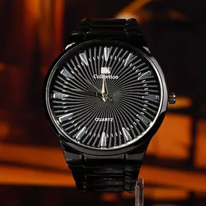 Mode Coole Herren Schwarz Edelstahl Quarzuhr Sport Business Geschenk Uhren - Bild 1 von 7
