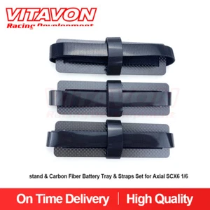 VITAVON Soporte de aluminio y bandeja de batería de fibra de carbono y juego de correas para Axial SCX6 1/6 - Imagen 1 de 3