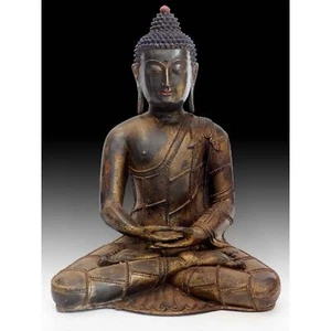 Antike chinesische Qing Bronze Amida Amitabha Meditation Buddha Statue 18 Zoll hoch 阿弥陀如来 - Bild 1 von 7