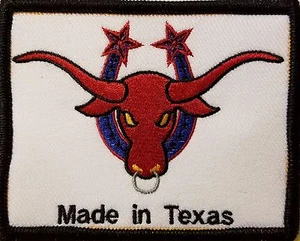 MADE IN TEXAS toppa in ferro emblema TEXAS BULL bordo NERO  - Foto 1 di 1