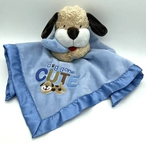 Manta de seguridad Carters azul cachorro perro bulldog felpa satinada Lovey - Imagen 1 de 6