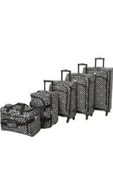 American Flyer Astor 5-Piece Spinner Luggage Set, Black/White, one Side - Image 1 of 4