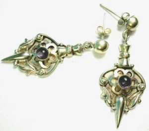Muy hermosos pendientes vintage de plata 925 4,5 x2 CMS, con amatistas redondas - Imagen 1 de 6