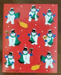 Vintage amscan Snowman sticker sheet seals - Picture 1 of 1
