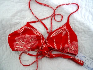 uk 10 tie front bamboozled wrap WAREHOUSE bikini top red /white no bikini bottom - Picture 1 of 11