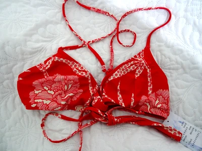 Reino Unido 10 Corbata Frontal Bamboozled Wrap ALMACÉN Bikini Top Rojo/Blanco Sin Fondo de Bikini Foto 1 de 4