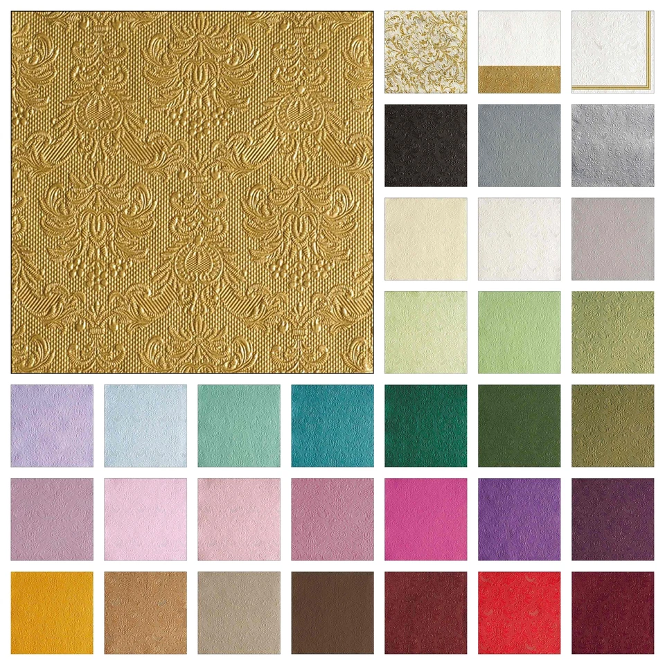 15 Servietten Papier 33x33cm 3-lagig Papierservietten mit Ornamenten geprägt - Bild 1 von 1