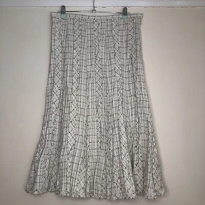 Hobbs Skirt Size 12 Cream Beige Glitter boucle tweed raw edge A line smart midi - Picture 1 of 14