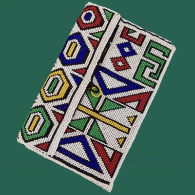 Bolso Bandolera Hecho a Mano Colorido Geométrico con Cuentas Foto 1 de 4