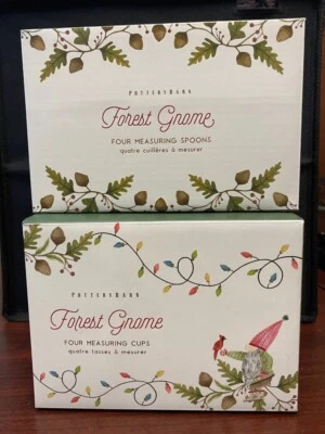 New Pottery Barn 1 Set Each Forest Gnome Stoneware Measuring Cups & Spoons NIB - Image 1 of 4