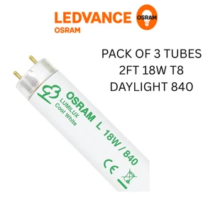 PACK X 3 OSRAM 2FT 18W T8 FLUORESCENT TUBE COOLWHITE LIGHT 4000K BRANDED QUALITY - Picture 1 of 1