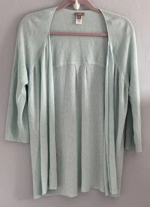 J.Jill Sea Breeze Linen Blend Open Front Cardigan Sweater MP Petite Blue - Picture 1 of 10