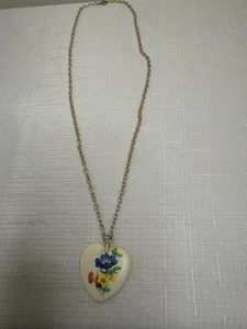Vintage 80er Jahre Blumen Herz Halskette - Bild 1 von 4