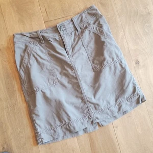 Ann Taylor Loft Sz 4 Olive Green Taupe Cargo Utility Skirt Pockets Zipper  - Picture 1 of 6
