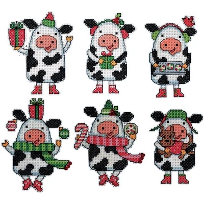 DIY Design Works Christmas Cows Christmas Plastic Canvas Ornament Kit 1695 - Image 1 of 2