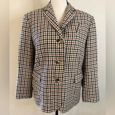 Blazer Liz Claiborne Nueva York Mezcla Lana Cuadros Talla 16 Petite Foto 1 de 4