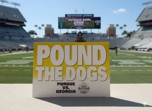 Insegna Purdue vs Georgia Outback Bowl 2000 "Pound The Dogs" College Football Memor - Foto 1 di 3