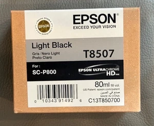 New Genuine Epson T8507 Light Black Ultra Chrome HD Ink For SC-P800 Exp 12-2020 - Picture 1 of 2